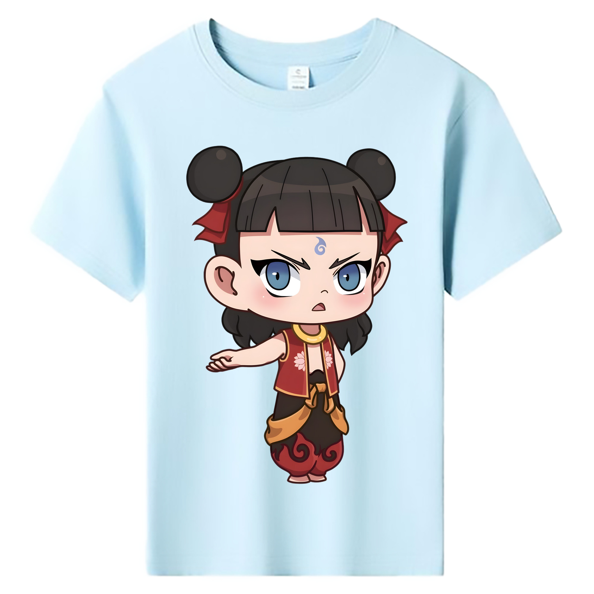（画像用） Ne Zha 2 ナタ 魔童の大暴れ 綿100％キッズTシャツ（フロントプリント）